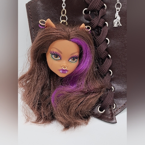Clawdeen Wolf Monster High Doll Head Corset Belt Brown Silver Chains Gold Charms - Picture 5 of 11
